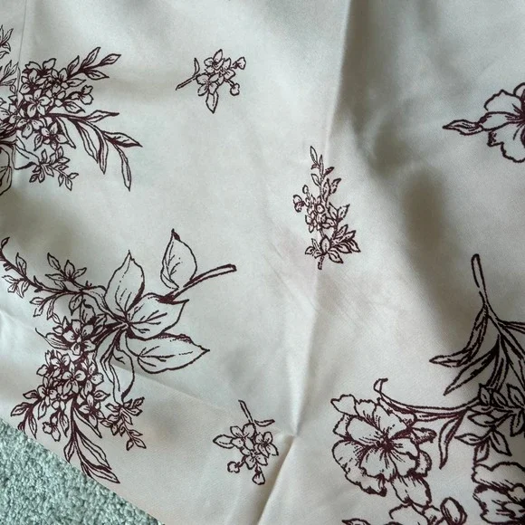 Women's Pink Floral Satin Lace Trim Midi Slip Dress Large Feminine Romantic - Picture 11 of 11